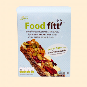 FoodFitt ฟู้ดฟิต ธัญพืชโฮลเกรนผสมข้าวกล้องงอก และผลไม้ สูตรน้ำตาลน้อยกว่า แบบกล่อง 5 ชิ้น